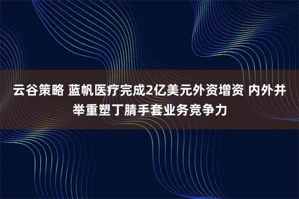 云谷策略 蓝帆医疗完成2亿美元外资增资 内外并举重塑丁腈手套业务竞争力